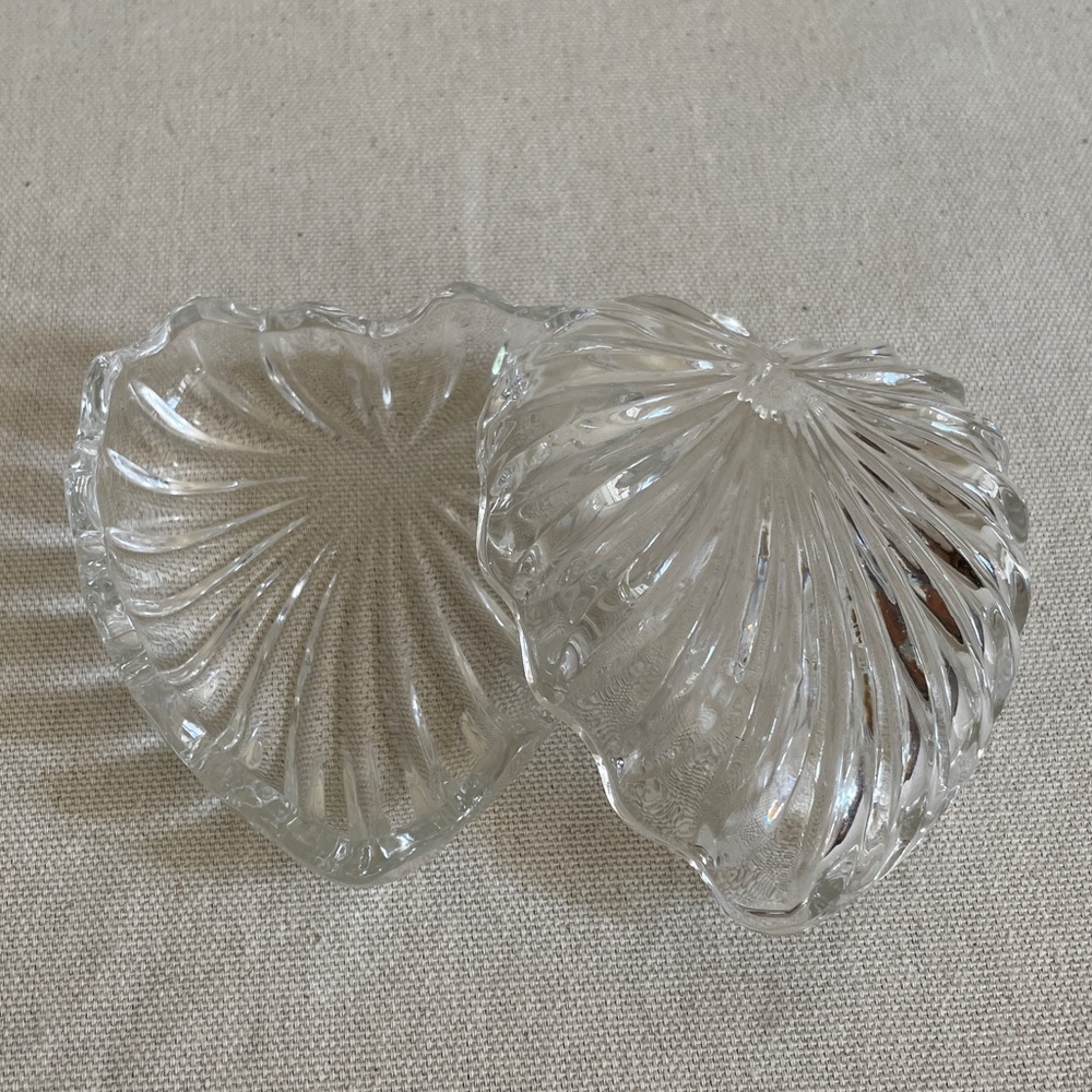 Vintage Scalloped Edge Glass Heart Shaped Box